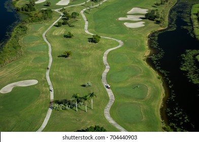 Aerial View Of Green Florida Community Golf Course