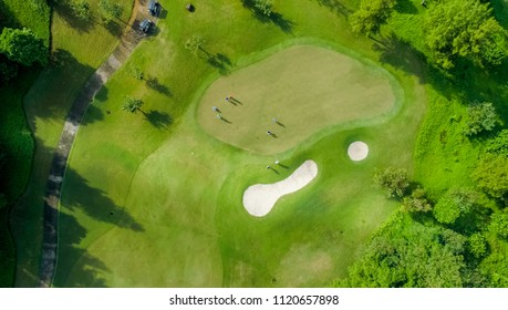 Aerial View Of Green Golf Course, Rainbow Hills Golf, Bogor West Java Indonesia, Asia