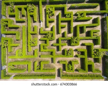 Aerial View Of Green Maze Garden