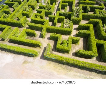 Aerial View Of Green Maze Garden