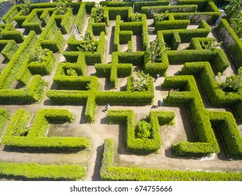 Aerial View Of Green Maze Garden