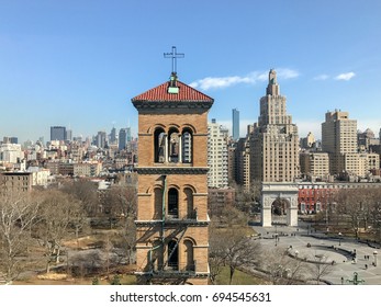 Aerial View Of Greenwich Village And Washington Square Park In New York City