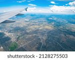 Aerial view of Greenwood Village, view from window seat in an airplane at Colorado, U.S.A.