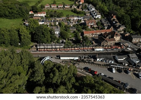 aerial view of Grosmont is a railway station on the Esk Valley Line 