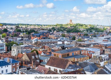 Aerial view of Guildford, Surrey, UK