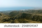 Aerial view of the Gulf of Manfredonia from Saraceno Mount, located in the Gargano National Park in Puglia, Italy.