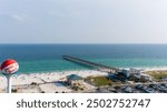 Aerial view of the gulf pier on the beach in Pensacola, Florida