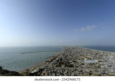 Aerial View of Gwadar City and Arabian Sea – Coastal Urban Landscape
Stunning aerial shot capturing the vibrant Gwadar City along the pristine Arabian Sea coastline. - Powered by Shutterstock