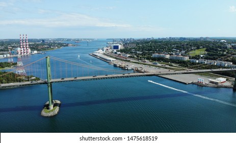 Aerial View To Halifax Harbour With Mackay Bridge