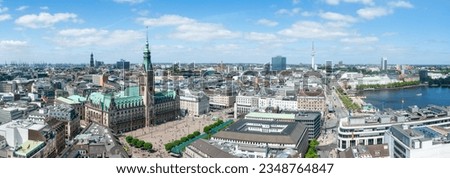 Image, Stock Photo Panorama of the Hamburg skyline in the morning