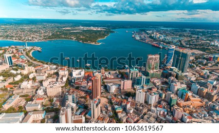 aerial view of the haven of peace, city of Dar es Salaam Stock fotó © 