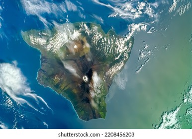 Aerial View Of Hawaii Island Archipelago. Hawaii As Seen From The Space. Elements Of This Image Furnished By NASA.