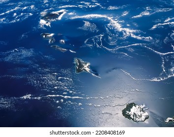 Aerial view of Hawaiian Island Archipelago. Hawaii as seen from the space. Elements of this image furnished by NASA. - Powered by Shutterstock