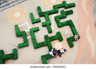 Aerial View Of A Hedge Maze