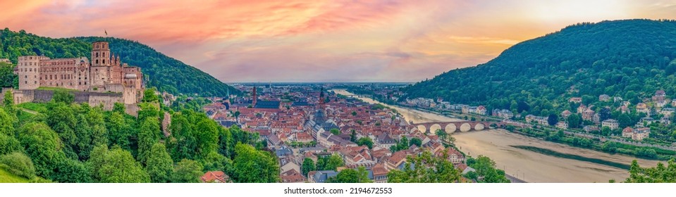 Aerial view - Heidelberg and Mannheim by night