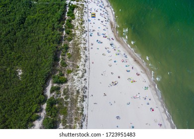 Aerial view of Hel Peninsula in Poland, Baltic Sea and Puck Bay (Zatoka Pucka) Photo made by drone from above. - Shutterstock ID 1723951483