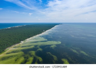 Aerial view of Hel Peninsula in Poland, Baltic Sea and Puck Bay (Zatoka Pucka) Photo made by drone from above. - Shutterstock ID 1723951489