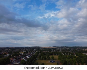 Aerial View High Angle Footage Of Luton Town Of England At Night