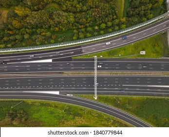 Aerial View Of High Way Intersection Crossing