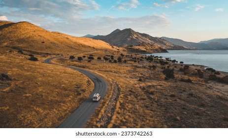 An aerial view of a highway in California, US - Powered by Shutterstock