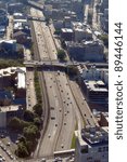 Aerial view of Highway, I-90, Massachusetts Turnpike, Boston, USA