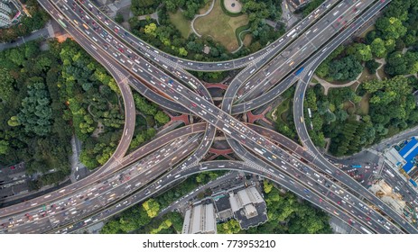 Aerial View Of Highway Interchange