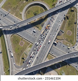 Aerial View Of Highway Interchange Of A City