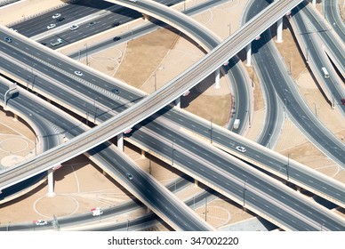 Aerial View Of Highway Interchange Of Modern Urban City.