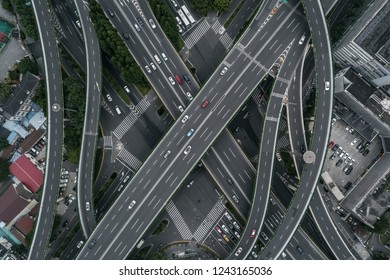 Aerial View Of Highway And Overpass