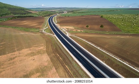 Aerial View Of Highway. Road Construction 