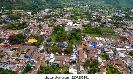 Aerial View Of The Hills Of Malinalco And Church , State Of Mexico, Mexico