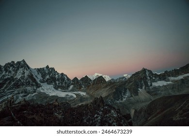 Aerial view of Himalayas mountain range during sunset in Nepal. - Powered by Shutterstock