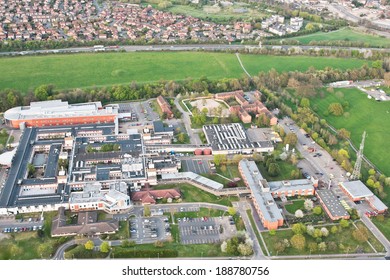 Aerial View Of Hinchingbrooke Hospital In The UK