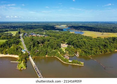 Aerial View Of Historic Area Of Jamestowne Village In Virginia