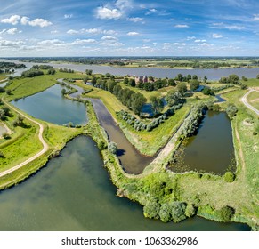 Aerial View Of Historic Castle Loevestein, Poederoijen - Holland - Netherlands.