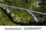 Aerial view of the historic center of Catanzaro and the famous access bridge to the city. It is the capital of Calabria, southern Italy.