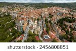 Aerial view of the historic center of the city of Potenza, in Basilicata, Italy. The old city is built on the top of a mountain.