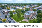 Aerial View of Historic Courthouse in Charming Goshen Town