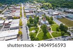 Aerial View of Historic Courthouse and Downtown Goshen, Indiana