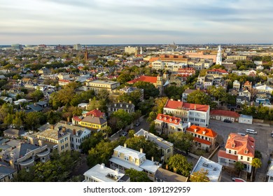 Aerial View Of Historic Downtown Charleston SC 