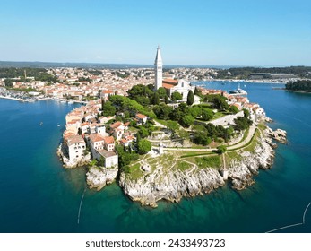 Aerial view of the historic village of Rovinj, Istria, Croatia
