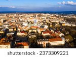 Aerial view of historical part of Rzeszow town at day, Poland