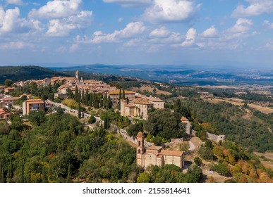 Aerial view of the historical town of Montefollonico, Italy