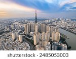 Aerial view of Ho Chi Minh city or Saigon, in Vietnam