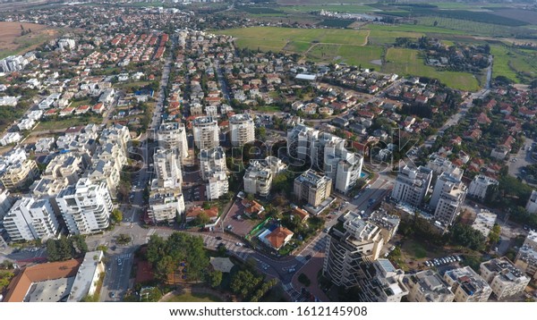 Aerial\
view of Hod Hasharon city, Hod Hasharon,\
Israel