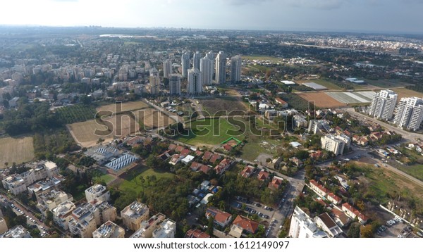 Aerial\
view of Hod Hasharon city, Hod Hasharon,\
Israel