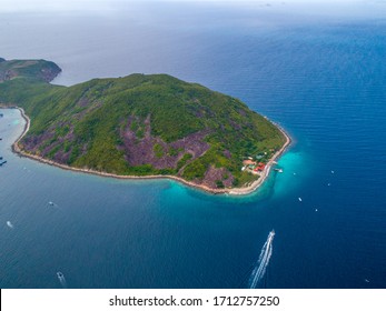 Aerial view of Hon Mun Island or Coral Bay, at Nha Trang Bay, Khanh Hoa, Vietnam. is the most beautiful island in Nha Trang, the region with the most corals and marine species in Southeast Asia