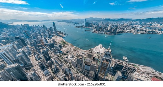 Aerial View Of Hong Kong Central  Commercial And Financial Business District