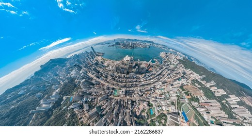 Aerial View Of Hong Kong Central  Commercial And Financial Business District