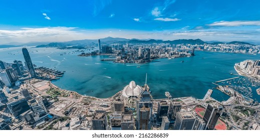 Aerial View Of Hong Kong Central  Commercial And Financial Business District